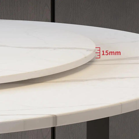 Slick Spinning Wooden Lazy Susan Turntable For Dining Tables showcasing a 15mm thick light wood grain finish on a kitchen table.