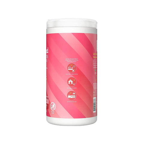 Rear label of Pink Grapefruit All Purpose Cleaning Wipes For Every Surface, Compostable 70 Count, Multi Surface Wet Wipes.