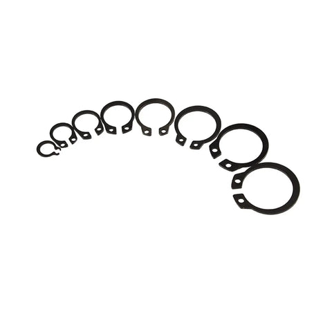 200 Piece Internal External Retaining Ring Kit With C Clips Snap Rings In Carbon Steel Sizes M6 Through M20 Dark Finish Durable Set For Automotive Machinery And Home Projects, assorted rings