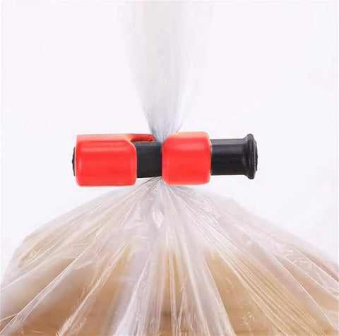 10 Piece Heavy Duty Locking Bag Clips For Bread And Snack Packs Durable Reusable Kitchen Food Storage Sealer securing plastic bag tightly.