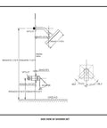 Technical diagram of Single Function Shower Trim Kit With Rough In Valve And Square Rain Showerhead In Polished Chrome For Modern Bathrooms.