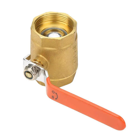 Heavy Duty Brass Ball Valve One Half Inch Female Thread, rust resistant, high pressure plumbing valve with orange lever.