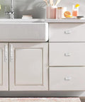 White cabinet with White Marble 5 Inch Cabinet Handles Set Of 10 Zinc Alloy Pulls For Cabinets And Dressers Kitchen Hardware With Two Screw Sizes.