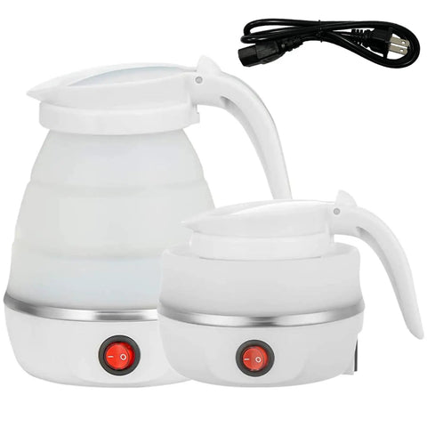 Foldable Travel Kettle For Camping Portable Silicone Collapsible Teapot With Auto Shutoff Safe Materials Compact White