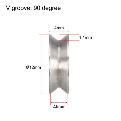 V623ZZ Deep Groove Ball Bearings Run Slick On Guide Pulley Rails Chrome Steel Double Shielded ABEC Grade P0 Hold Fast Built Heavy Duty For Daily Grind 3Mm X 12Mm X 4Mm Precision Unit with V groove 90 degree measurements.