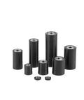 Heavy Duty Black Nylon Bearing Roller Guide With Rubber Coated Pulley For Industrial Machinery Parts, various sizes displayed.
