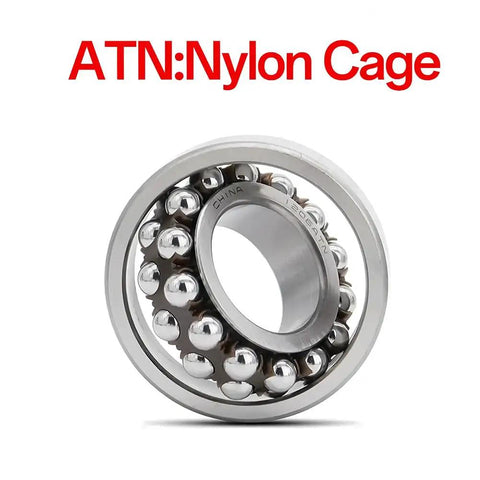 Double Row Self Aligning Ball Bearing 1200 Series Tough As Nails Construction With High Carbon Chromium Steel For Heavy Duty High Speed Machinery Support And Rock Solid Misalignment Compensation In 1202 15x35x11 Size viewed from side with nylon cage and steel balls.
