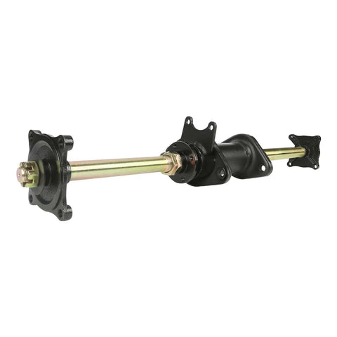 32 Inch Rear Axle Complete Assembly Kit With Four Stud Carrier Wheel Hub For GY6 125cc 150cc ATV Quad Buggy Go Kart Direct Replacement Ready To Roll Sprocket Not Included And Easy Install, side view