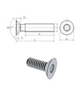 50 Pack Tough As Nails Six Lobe Titanium Countersunk Head Phillips Machine Screws for Woodworking with detailed dimensions.