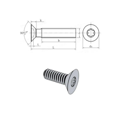 50 Pack Tough As Nails Six Lobe Titanium Countersunk Head Phillips Machine Screws for Woodworking with detailed dimensions.