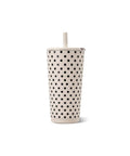 Polka Dot Tumbler Cup 20 Oz French Vanilla Vibes Ceramic Lined Interior Blocks Metallic Flavor Keeps Your Fave Sips Ice Cold Or Damned Hot All Day Long Spill Proof Lid.