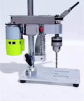 Top Shelf Mini Table Drill Knockout Tool For Diy Homes High Precision DC Variable Speed Electric Drilling Rig close-up view with adjustable motor.