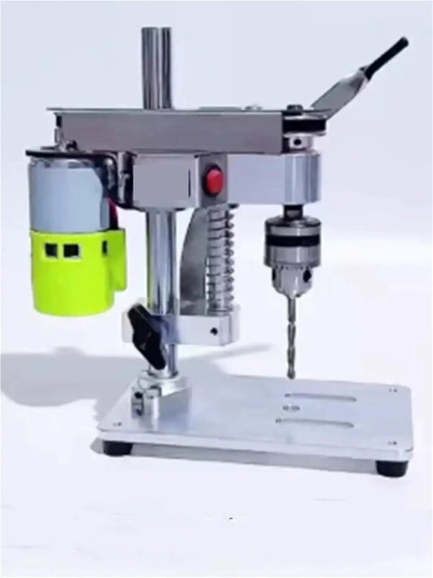 High Precision Mini Table Drill With DC Variable Speed Dial, compact design with metal base for precision DIY projects.