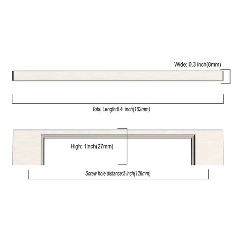 Diagram of Brushed Satin Nickel Cabinet Pulls 5 Inch Center To Center, showing dimensions and measurements for kitchen hardware.