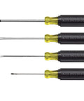 4 Piece Mini Slotted And Phillips Screwdriver Set With Tip-Ident, Cushioned Grip Handles, Chrome Plated Shafts