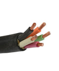 Close-up of Real Workhorse 2/5 Soow Portable Power Cable 600 Volt Black Wire Cord revealing five conductors.