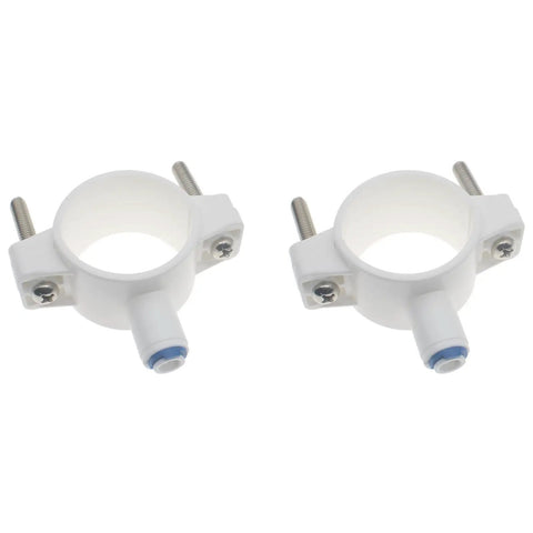 Drill In Drain Saddle Valve Clamp 1/4 Inch Quick Connection For Under Sink Water Filtration RO Systems White