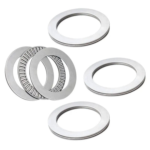 Four Sets Thrust Needle Roller Bearings With Washers, Three Quarter Inch Bore, High Temperature Bearing Steel in multiple stacks