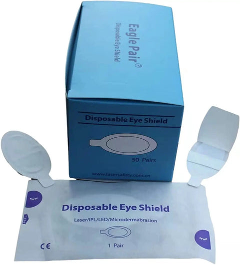 Game Ready Disposable Eye Shields For Ipl Led Facial Work Straight Up Eye Protection Pads 190Nm To 11000Nm Od7 Safety Gear 100 Pairs - White box with eye shields.