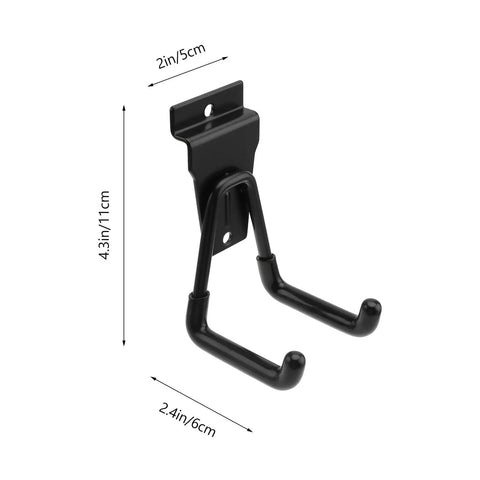 Close-up of King Pin Black Metal Wall Mount Hooks Heavy Duty Coat Hat Hanger showing 2.4 in width and 4.3 in height.