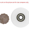 2 Pack White Nylon U Groove Pulley Wheels With 8mm Bore Heavy Duty Rail Tracks Silent Slider Rollers Built Tough For smooth size comparison with coin.