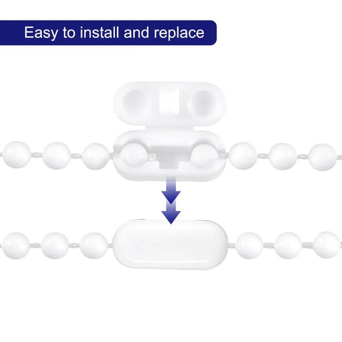 Sweet Swap Roller Blind Bead Chain Cord Set featuring connector and cuttable 10 meter white pull chain for installation.