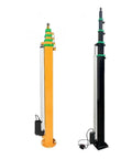 Rock Solid Manual Telescopic Lifting Mast With Bulletproof Mechanical Winch For Zero Hassle Height Adjustments On Security Cameras Dish Antennas And Floodlights Universal Top Plate, shown in orange and black.