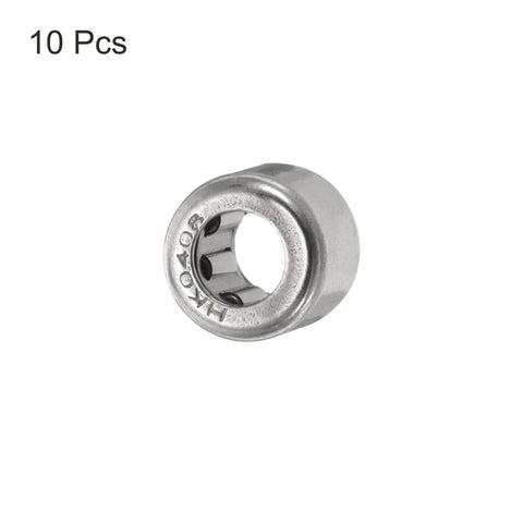 Hella Durable One Way Needle Roller Bearings 10 Pack HK0408 4X8X8MM temperature resistant steel clutch bearing close-up.