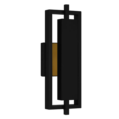 16 Inch Slick Matte Black Outdoor Wall Lantern With Integrated LED features a sleek geometric silhouette and durable weather resistant build.