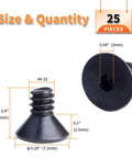 Number 6-32 X Quarter Inch Flat Head Socket Cap Screws 10.9 Grade Premium Carbon Steel Black Oxide Finish with size details for mechanics.