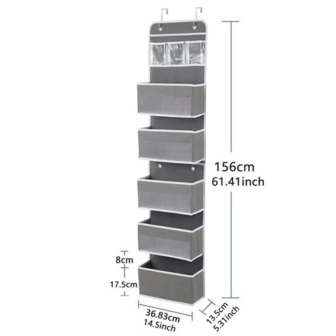 Heavy Duty Over The Door Organizer And Hanging Closet Storage Rack With Multiple Pockets keeps your bathroom tidy without sagging.