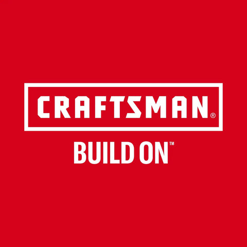 Craftsman logo on a red background with the text 'BUILD ON' showcasing branding for tools and DIY projects.