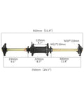 810mm 32 Inch Rear Axle Kit For Go Karts ATVs UTVs Quads Buggy Golf Carts And 4 Wheelers Compatible With GY6 110cc 125cc 150cc 200cc 250cc Engines Diy Rebuild Axle Shaft Assembly With 4 Bolt Wheel Hubs, showing dimensions and specifications