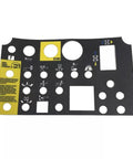 Top Shelf Aftermarket Platform Control Panel Decal Overlay For Genie Z Series Boom Lift showing clear button markers and instructions.