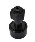 CR36R Black Spherical Follower Bolt Roller Bearing Built Tough As Nails For Rock Solid Needle Cam Assembly On Heavy Duty Trucks And Industrial Equipment. Close-up view of black roller bearing with hex nut.