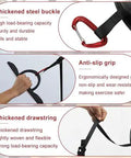Close-up of Wall Mounted Flywheel Trainer features including thickened steel buckle and anti-slip grip for strong workouts.