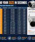 Find your size chart for Rock Solid Heavy Duty Three Inch Pipe Repair Clamp And 304 Stainless Steel Leak Sealer for burst water pipes.