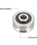 SG20 U Groove Track Guide Bearing Featuring Hella Smooth Pulley Wheel Rollers For Linear Motion Systems showing chrome steel roller with double shields.