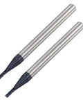 Front view of Square Nose End Mill 1.5mm Tip Diameter Solid Carbide AlTiN Coated CNC Router Bit 4 Flute Spiral Milling Cutter, 2 Pack.