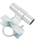 Rock Solid Heavy Duty Sliding Gate Hardware Kit With Smooth Gliding Dual Wheel Tracks For 600 Pound Fences And Hassle Free Pipe Mounts Plus Drop Latch For Driveways Or Yards, featuring silver metal pipe mount bracket.