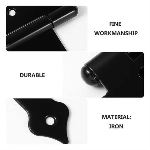 Heavy Duty Black T Shaped Decorative Barn Door Hinges Dang Tough Garden Shed Gate Strap Hardware With Weather Resistant Finish Smooth Silent Swing No Sweat Mounting 3 Pack Bundle close-up of craftsmanship and iron material