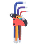 9 Piece Chrome Steel Hex Socket Wrench Set Color Coded CRV Heavy Duty Wrenches for quick size matching in auto repair.