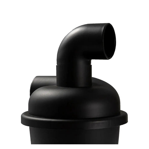 Black elbow top of Top Shelf Industrial Dust Separator For Vacuum Cleaners DIYers Turbocharged Woodworking Dust Collector