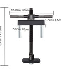 Dimensions and design of Universal Cylinder Liner Puller Tool Set For Auto And Diesel Engines, measures 12.59 x 16.73 inches.