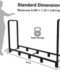 8ft Outdoor Firewood Rack With Heavy Duty Stand And Adjustable Length showing dimensions and standard size illustration