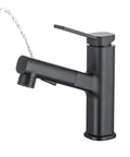Game Changing Black Stainless Steel Bathroom Faucet With Pull Down Sprayer And Single Handle For Hot And Cold Water 360 Degree Swivel Spray Head Easy Install No Fuss Durable Metal Sink Tap