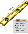 Two piece set Spirit Level Tool, Yellow, Multiple Sizes 24"/12" showing a 600mm level with bubble vials and measurement markings.