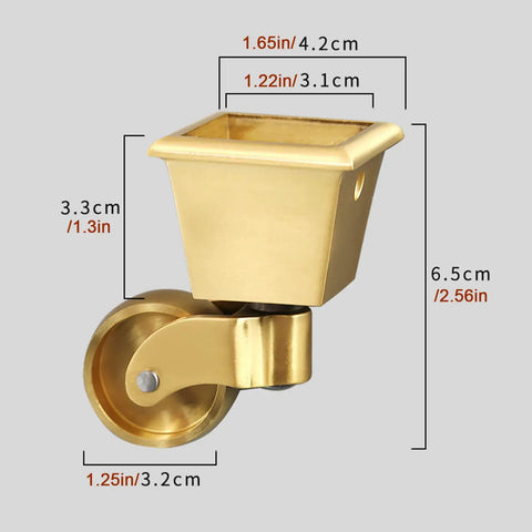 Heavy Duty Solid Brass Furniture Casters Featuring Rock Solid 360 Swivel Cups And Ridiculously Smooth Roll Action That Takes Massive Weight Like A Champ Antique Finishing In A Four Pack No Sweat, 3.3cm height.