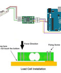 Diagram of digital load cell weight sensor kit with HX711 ADC module wiring, showing DIY setup for 5Kg portable kitchen scale