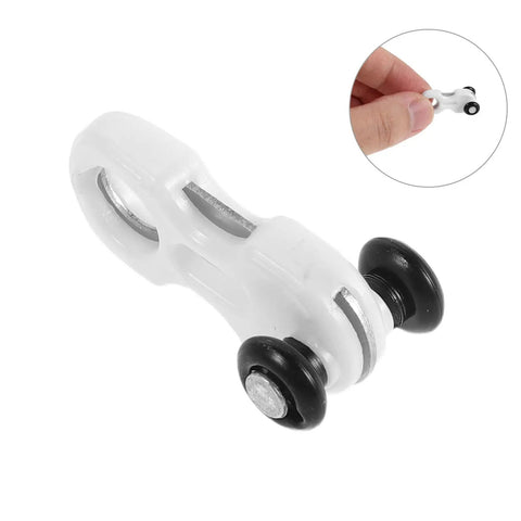 Dead Quiet Curtain Pulley Rollers With Hidden Rail Track And Dual Wheel Design For Heavy Drapes close-up of white double wheel glider.